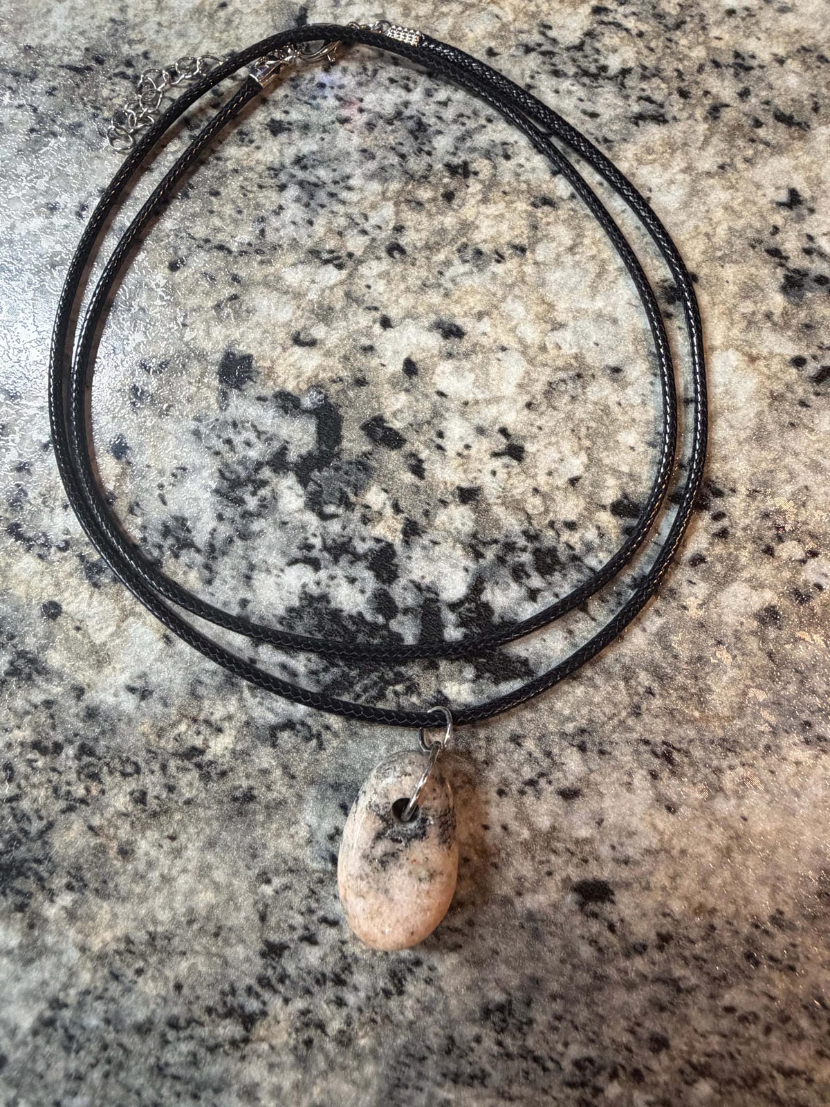Soft Pink Granite Like Rock Necklace