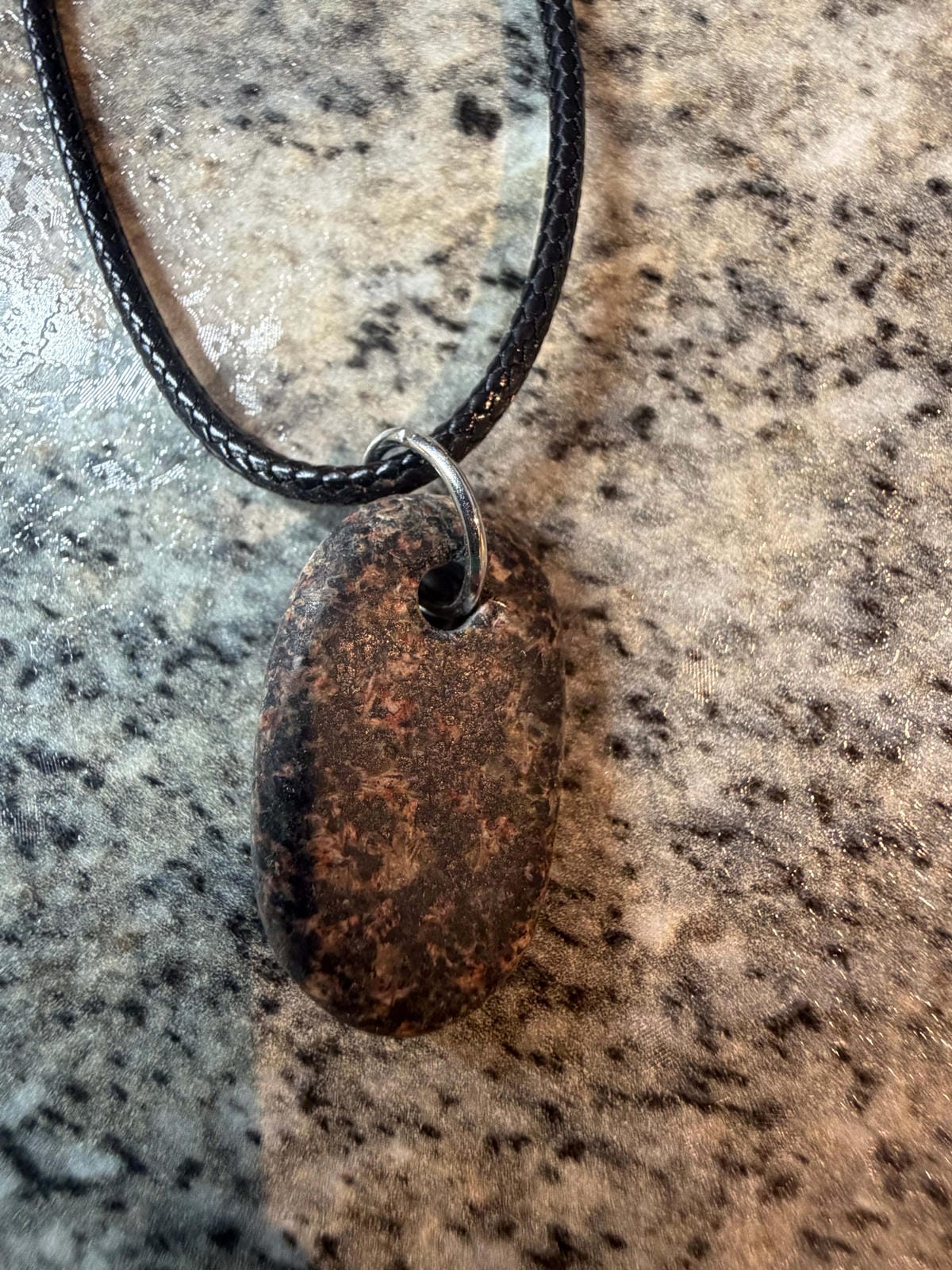 Pink Black Speckled Rock Necklace