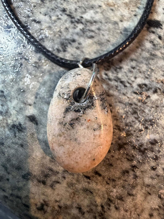 Soft Pink Granite Like Rock Necklace