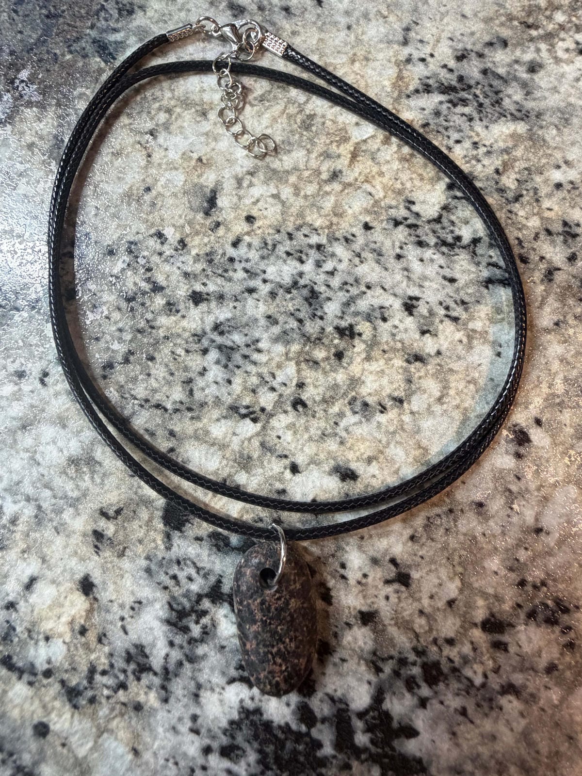 Pink Black Speckled Rock Necklace