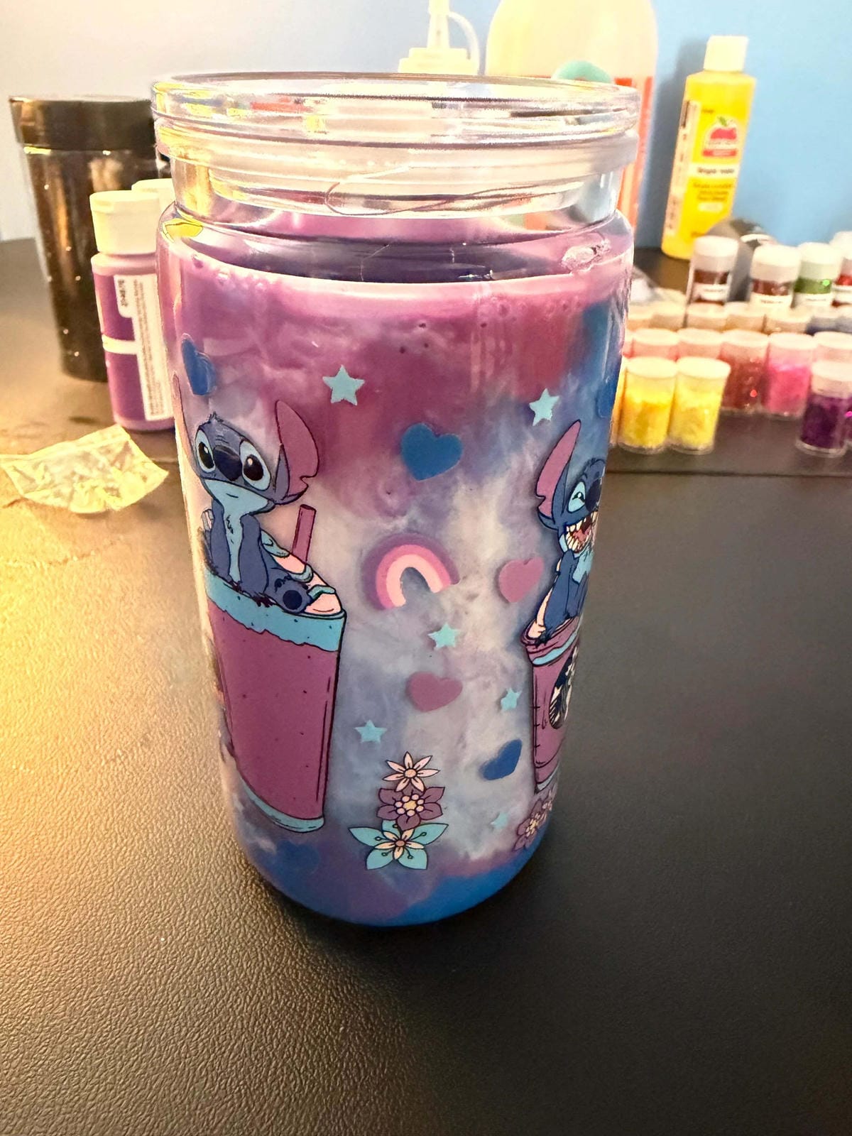 16 oz Cream Purple Stitch Tumbler - AKCREATIONS
