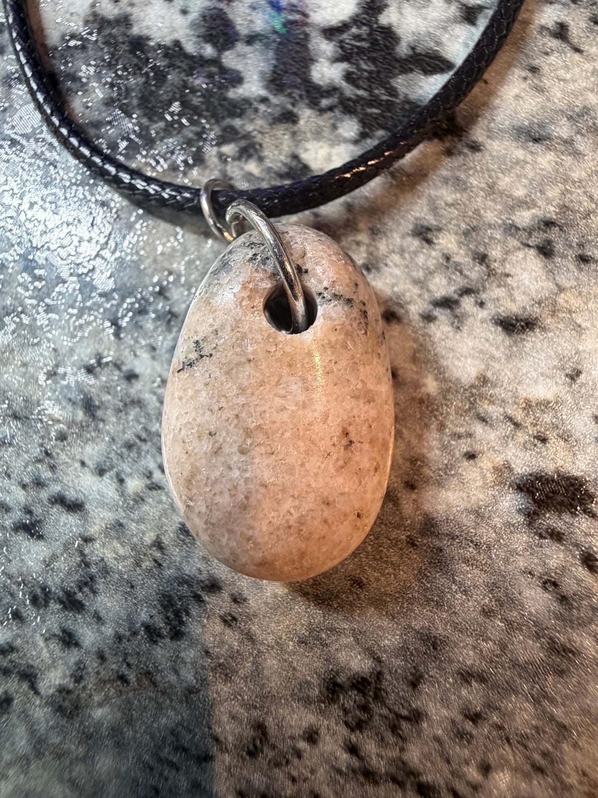 Soft Pink Granite Like Rock Necklace