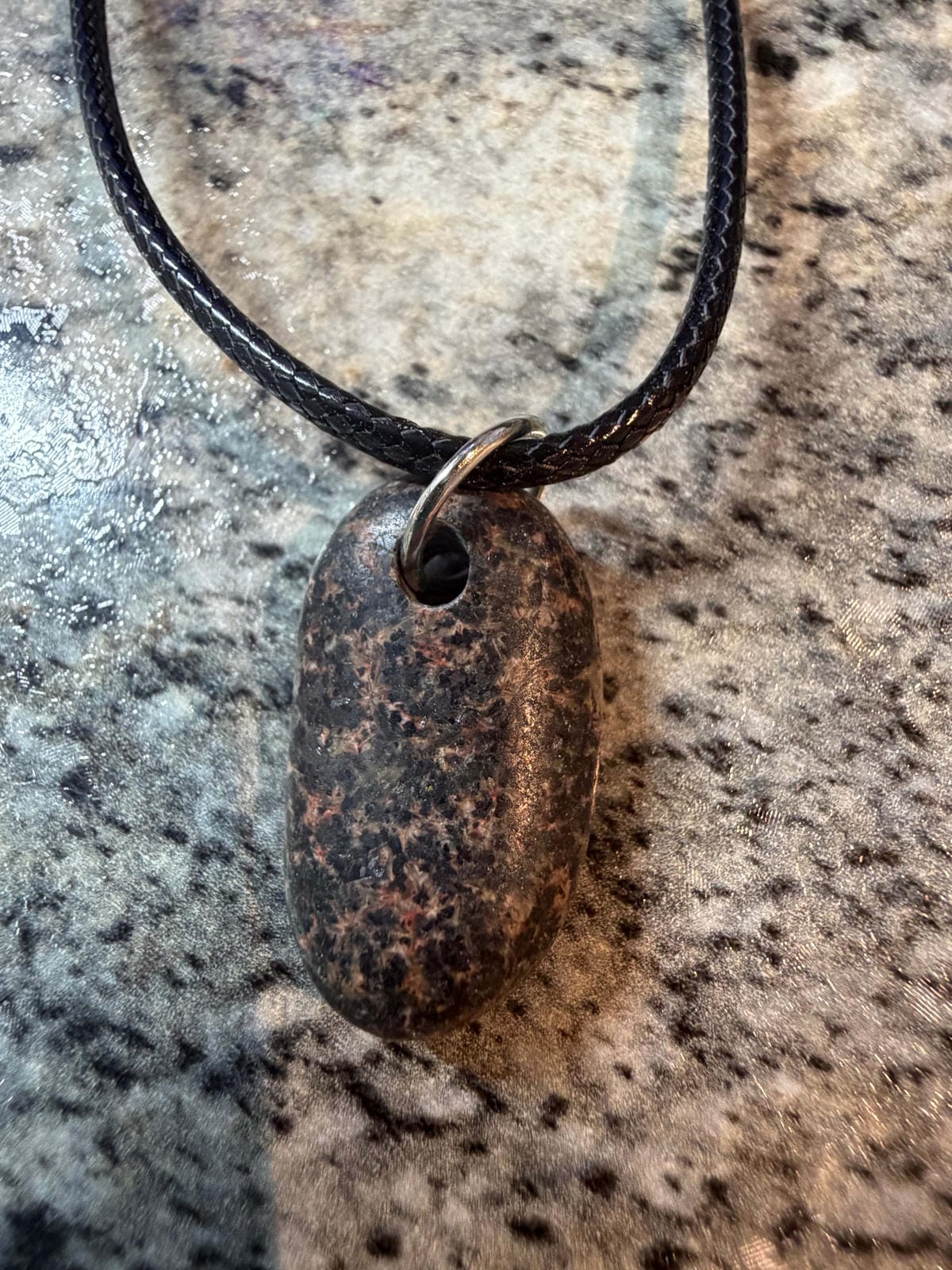 Pink Black Speckled Rock Necklace