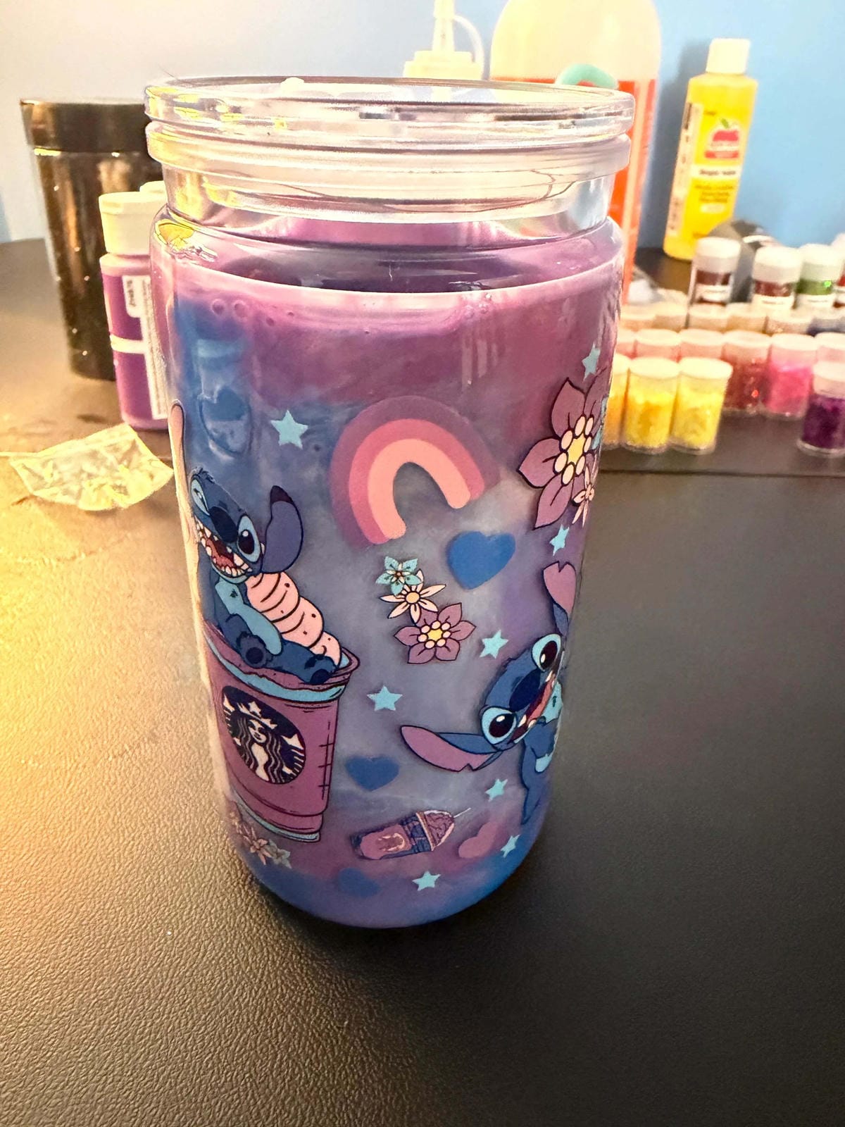 16 oz Cream Purple Stitch Tumbler - AKCREATIONS