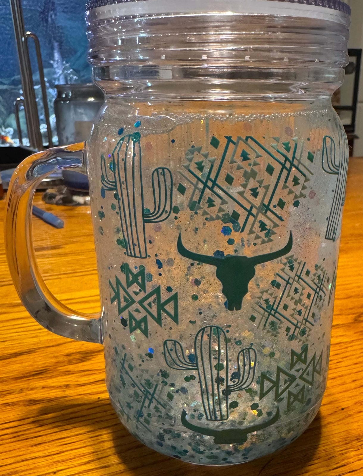 Western Theme Acrylic Tumbler with Handle
