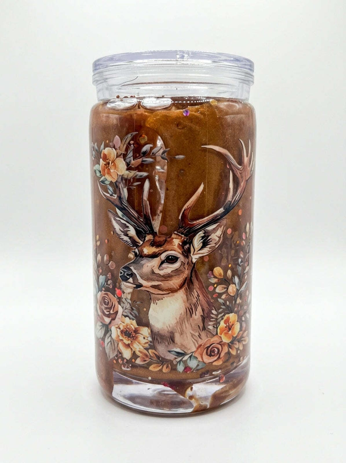 Floral Deer Lava 16 Ounce Acrylic Tumbler