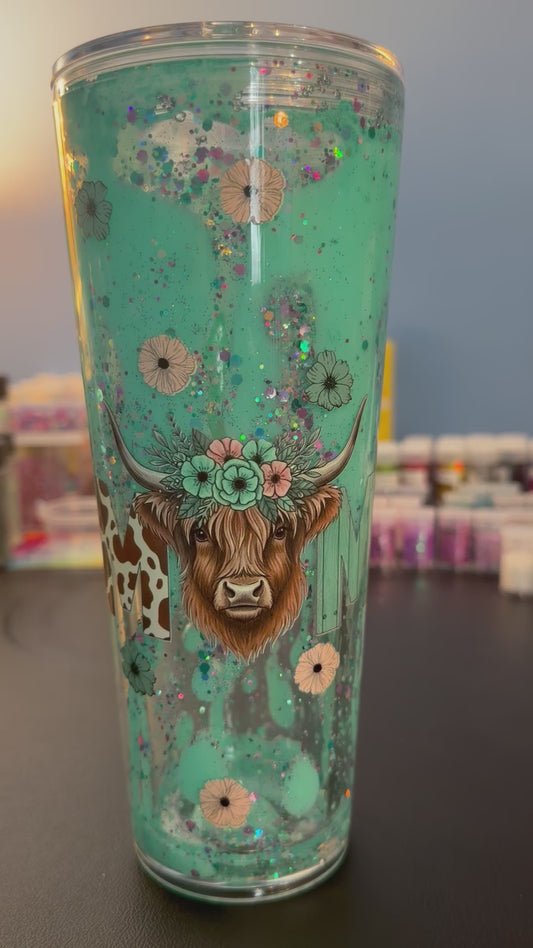 Highland Cow Floral Drip